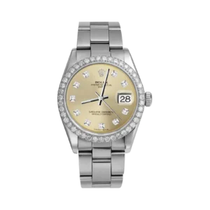 Rolex Datejust Diamond Bezel Watch 34mm Champagne Dial | 2.30ct