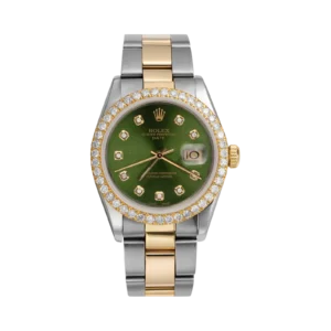 Rolex Datejust Diamond Bezel Watch 34mm Green Dial | 2.30ct