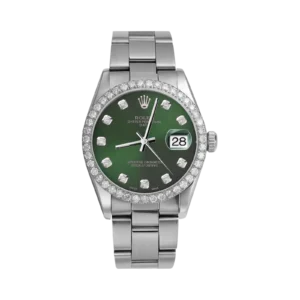 Rolex Datejust Diamond Bezel Watch 34mm Green Dial | 2.30ct
