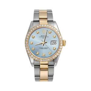 Rolex Datejust Diamond Bezel Watch 34mm Ice Blue Dial | 2.30ct