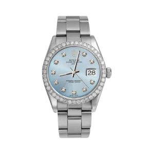 Rolex Datejust Diamond Bezel Watch 34mm Ice Blue Dial | 2.30ct