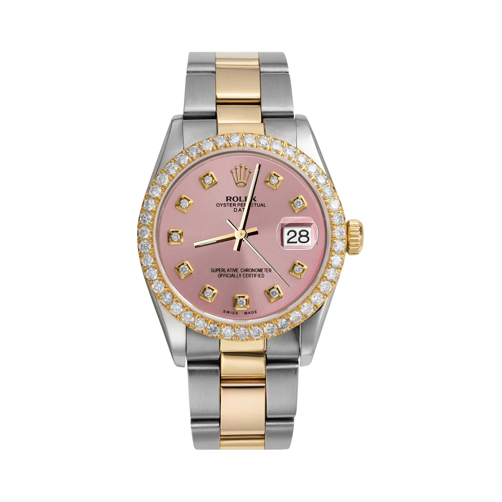 Rolex Datejust Diamond Bezel Watch 34mm Pink Dial | 2.30ct