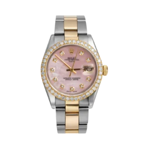 Rolex Datejust Diamond Bezel Watch 34mm Pink Mother of Pearl Dial | 2.30ct