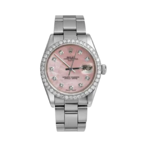 Rolex Datejust Diamond Bezel Watch 34mm Pink Mother of Pearl Dial | 2.30ct