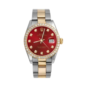 Rolex Datejust Diamond Bezel Watch 34mm Red Dial | 2.30ct