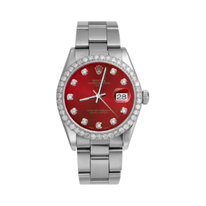 Rolex Datejust Diamond Bezel Watch 34mm Red Dial | 2.30ct