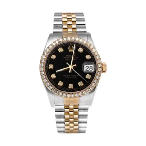 Rolex Datejust Diamond Bezel Watch 36mm Black Dial | 2.10ct