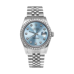 Rolex Datejust Diamond Bezel Watch 36mm Ice Blue Dial | 1.25ct