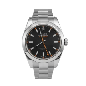 Rolex Milgauss 116400 Smooth Bezel Watch 40mm Index Black Baton Dial