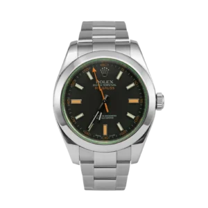 Rolex Milgauss 116400GV Green Crystal 40mm Watch Black Index Dial