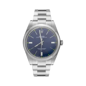 Rolex Oyster Perpetual 114300 Smooth Bezel Watch 39mm Blue Index Dial