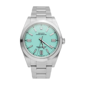 Rolex Oyster Perpetual 114300 Smooth Bezel Watch 39mm Turquoise Index Dial