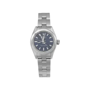 Rolex Oyster Perpetual 276200 Smooth Bezel Watch 28mm Blue Index Dial