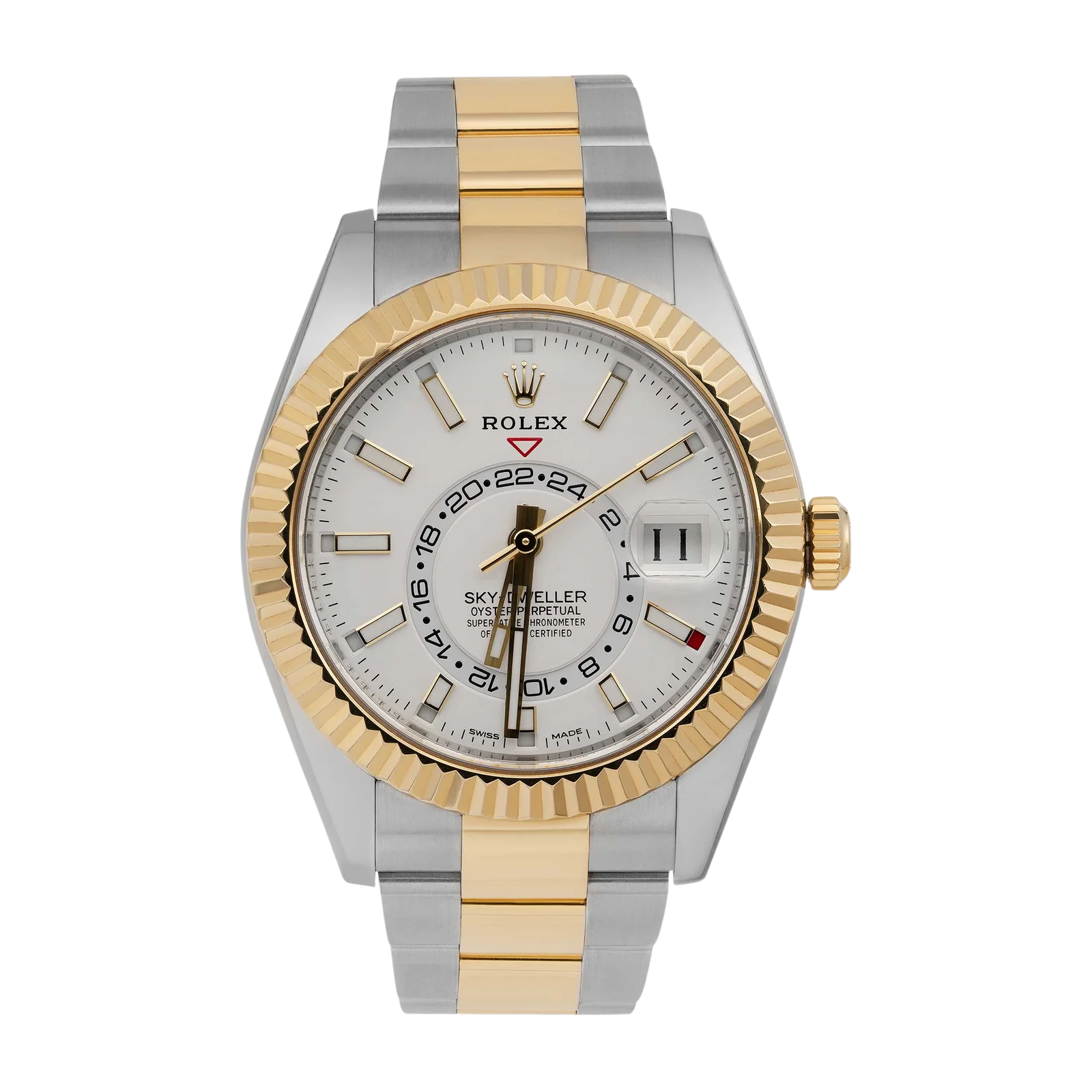 Rolex Sky-Dweller 326933 Fluted Bezel 42mm Watch White Dial