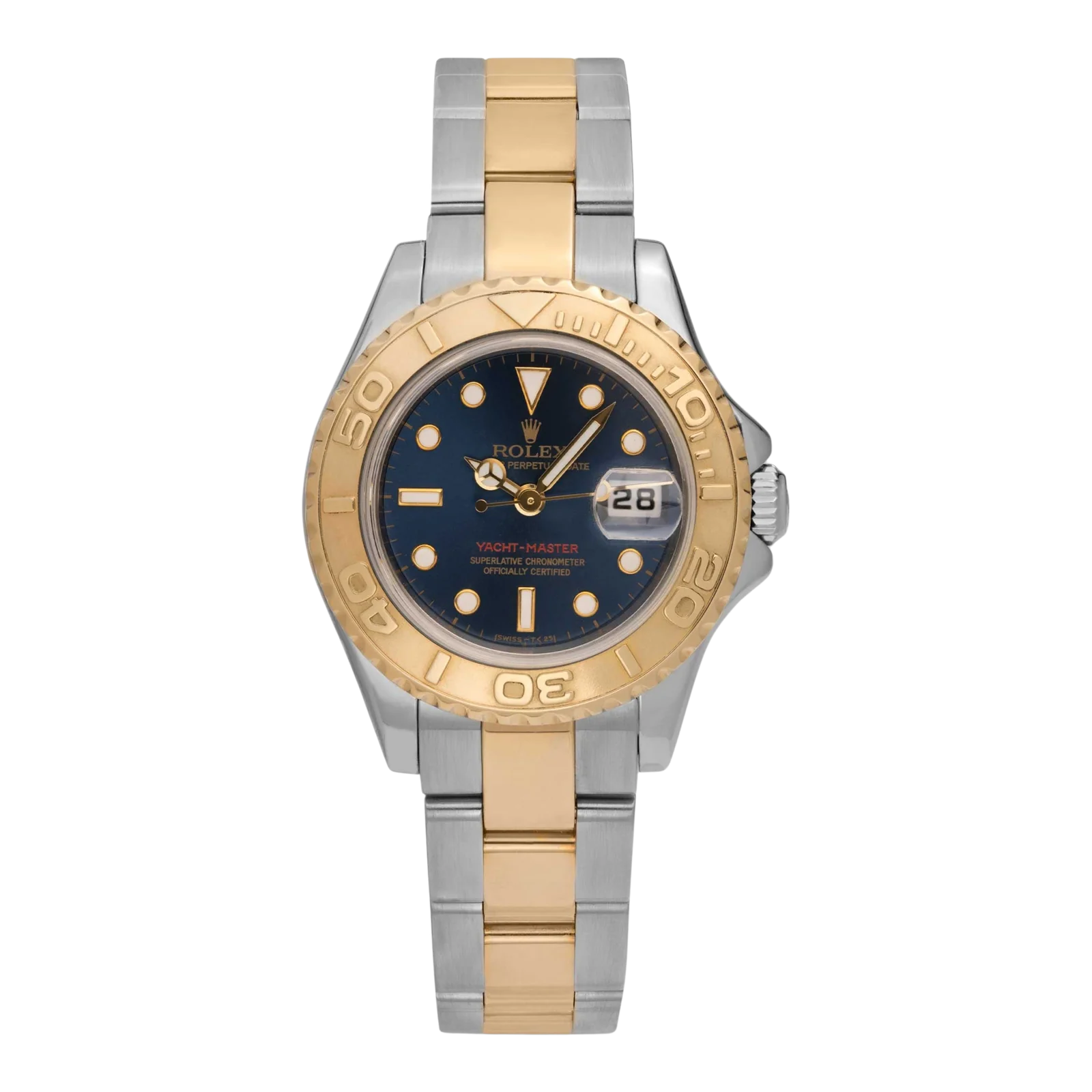 Rolex Yacht-Master 169623 18K Gold Timing Bezel Oyster Watch Blue Dial