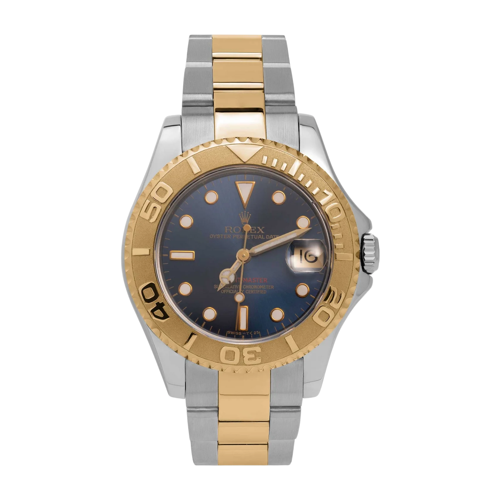 Rolex Yacht-Master 68623 35mm 18K Gold Timing Bezel Oyster Watch Blue Dial