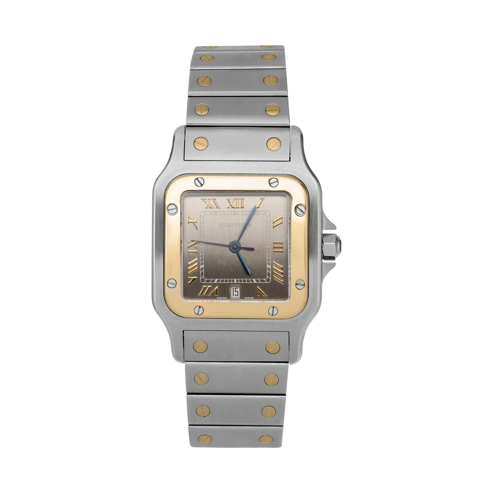 Santos de Cartier Galbée Gray Dial 29mm Gold & Stainless Steel Watch 1566