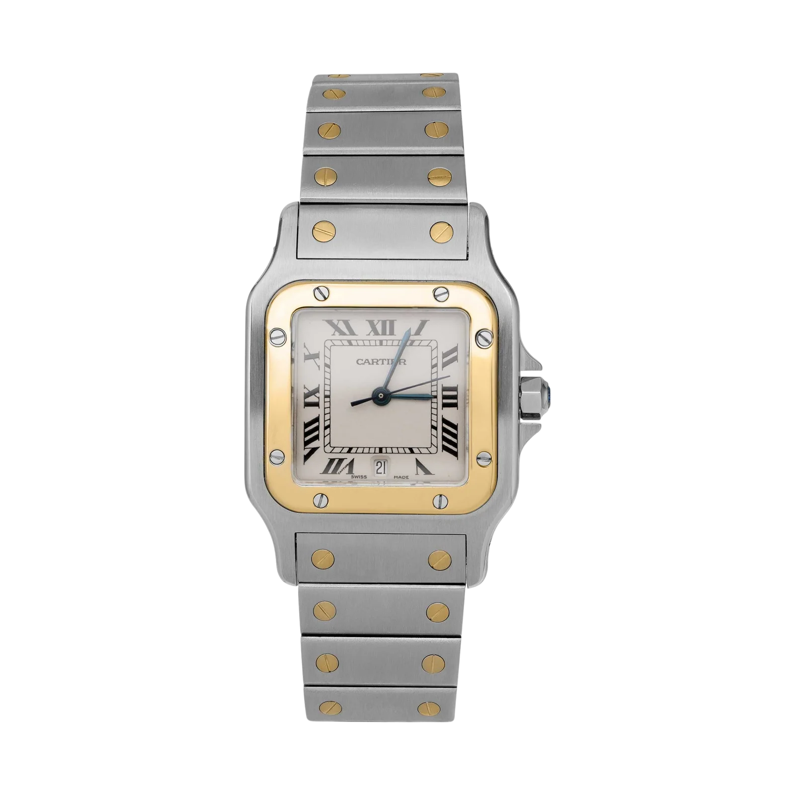 Santos de Cartier Galbée White Dial 29mm Gold & Stainless Steel Watch 1566