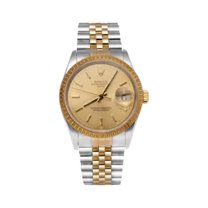 Women's Rolex Date 15223 Fluted Bezel Watch 34mm Champagne Dial