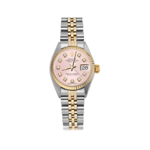 Women's Rolex Datejust 69173 Fluted Bezel Watch 26mm Pink Diamond Dial